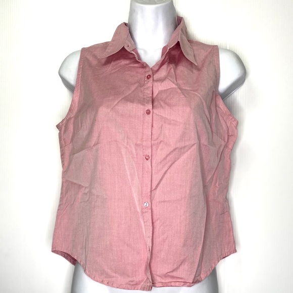 Express Tops - Express Iridescent Pink Sleeveless Button Down Top